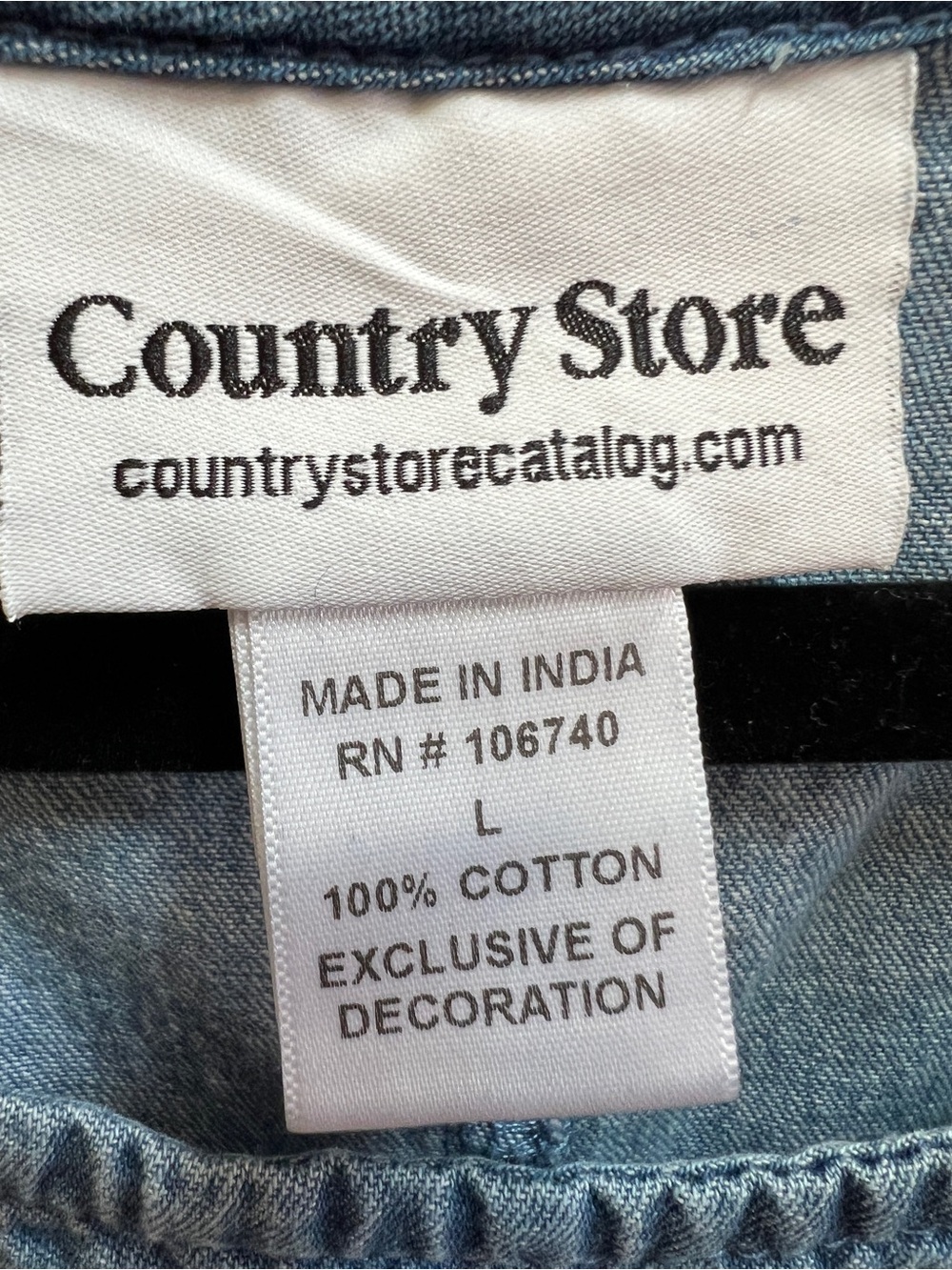 Country Store Denim Ladybug Dress L Embroidered Cottagecore Cotton Grannycore - Picture 5 of 7